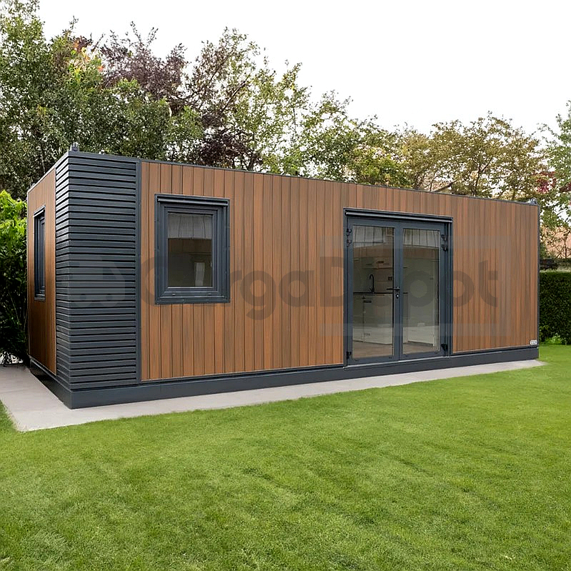 Módulo Berlín 8x3 m con baño y cocina, exterior antracita RAL 7016