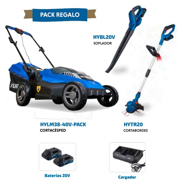 Set Hyundai inalámbrico: cortacésped, bordeadora y soplador jardín