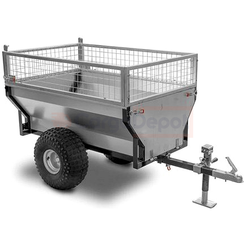 Remolque basculante galvanizado 500 kg con rejas desmontables