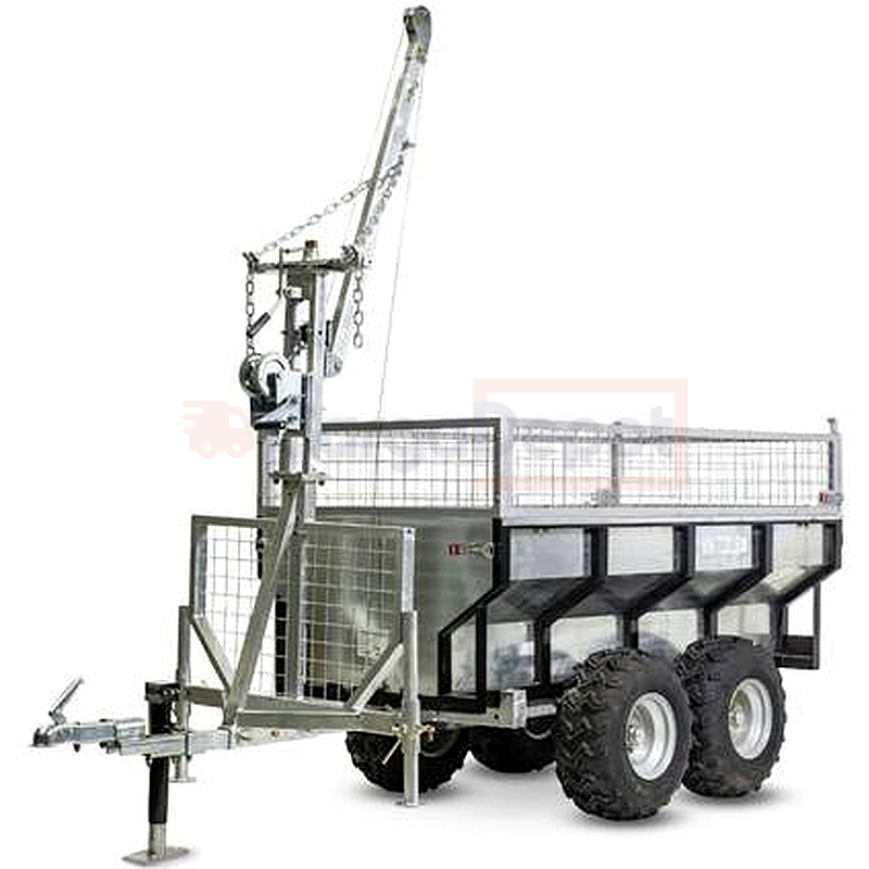 Remolque basculante 1000 kg con grúa y caja galvanizada