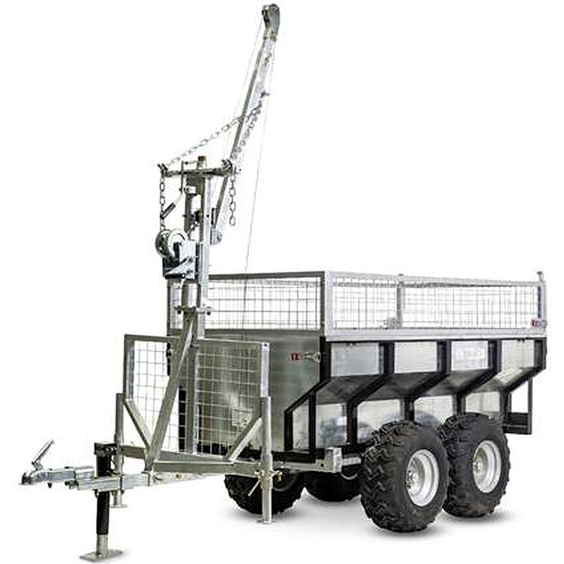 Remolque basculante 1000 kg con grúa y caja galvanizada