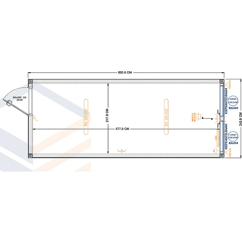 Módulo prefabricado acero 6x2,43 m con aislamiento, luz y calefacción - Imagen 3