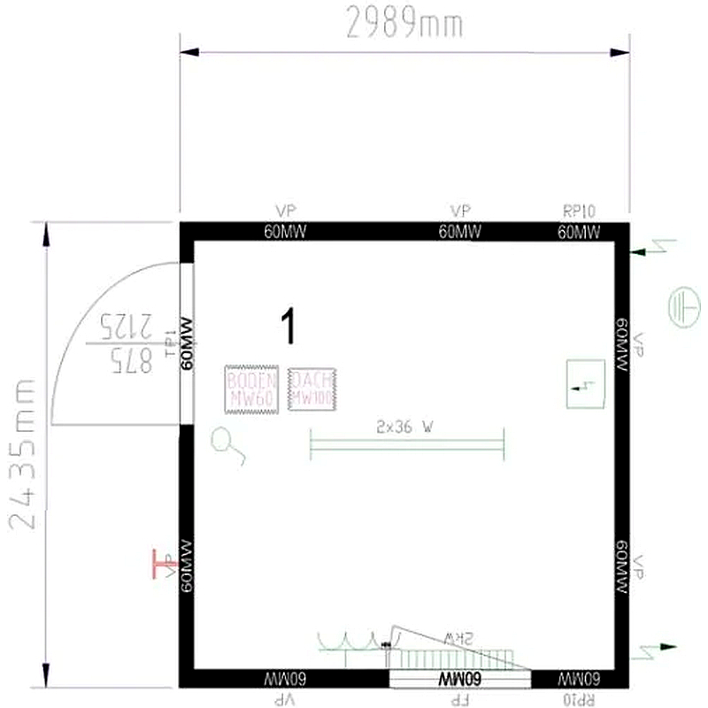 Módulo de acero aislado 2,98x2,43 m con luz y calefacción - Imagen 2